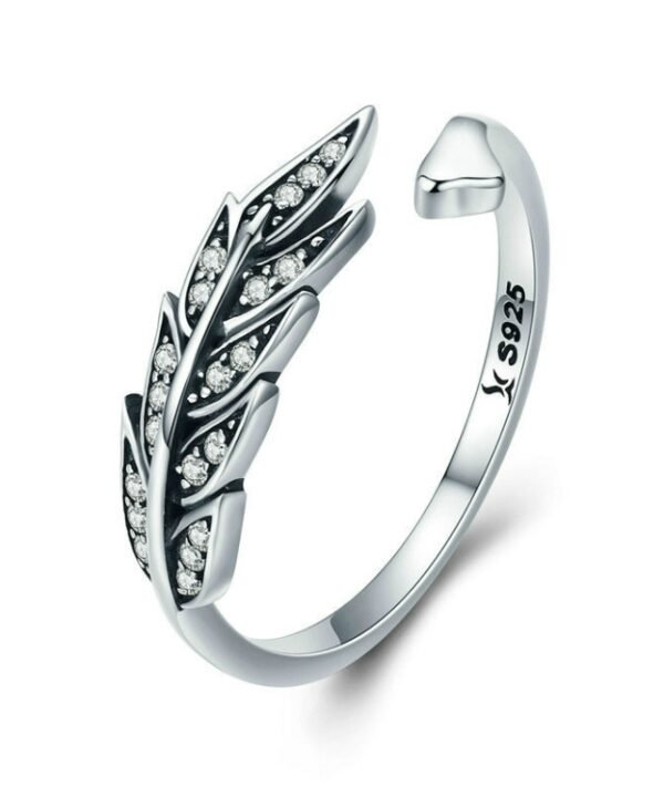 S925 Silver Open Women Ring Leaf Ring