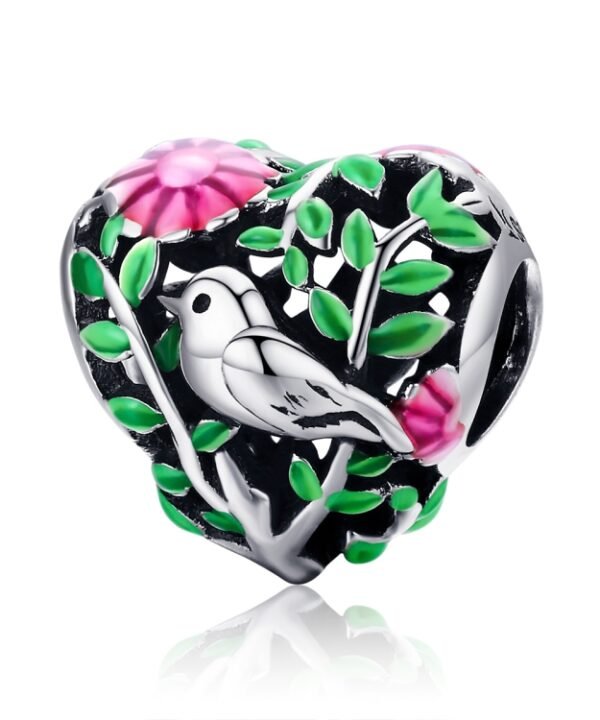 925 Sterling Silver Bird In The Woods Charm Beads Fit Women Bracelet Necklaces Jewelry