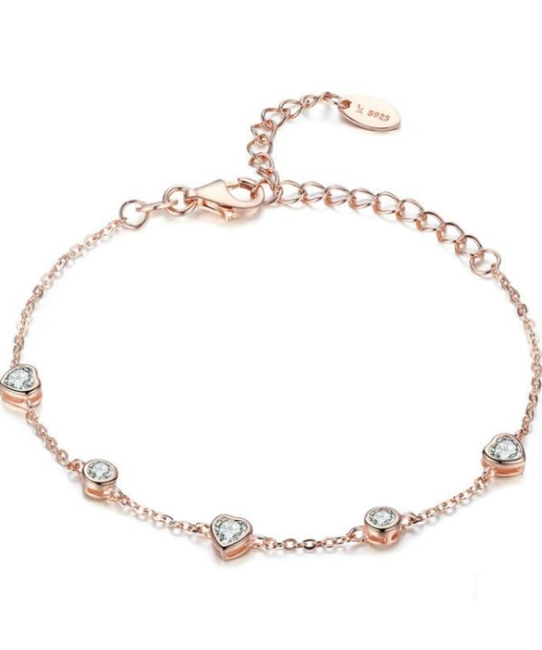 Rose Gold Plated Zircon Bracelet S925 Sterling Silver Female Bracelet