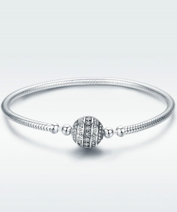 Exquisite Life S925 Sterling Silver Bangle Bracelet Inlaid with Gems, 17cm, 18cm, 19cm, 20cm