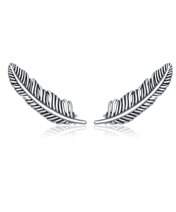 Retro Feather Earrings Sterling Silver Girls Earrings