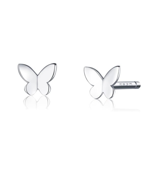 Sterling Silver Butterfly Earrings Fresh Simple and Compact Platinum-plated Girls Earrings