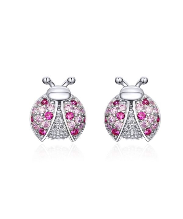 Sterling Silver Insect Earrings Seven-star Ladybug Earrings Platinum-plated Girl Earrings