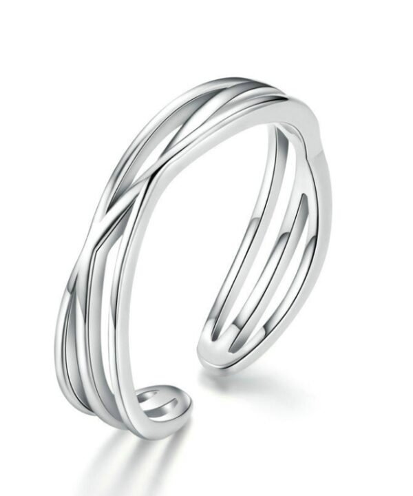 S925 Sterling Silver Platinum Plated Ring Simple Fashion Open Ring