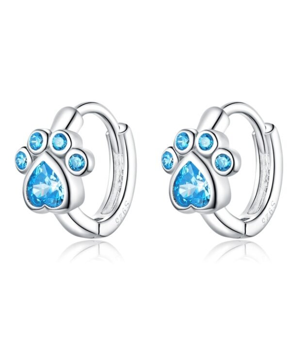 Cat Paw Print Simple Sterling Silver Zircon Earrings Earrings