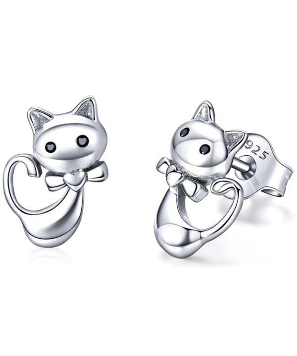 Cat Earrings S925 Sterling Silver Simple Personality Earrings Ladies Earrings