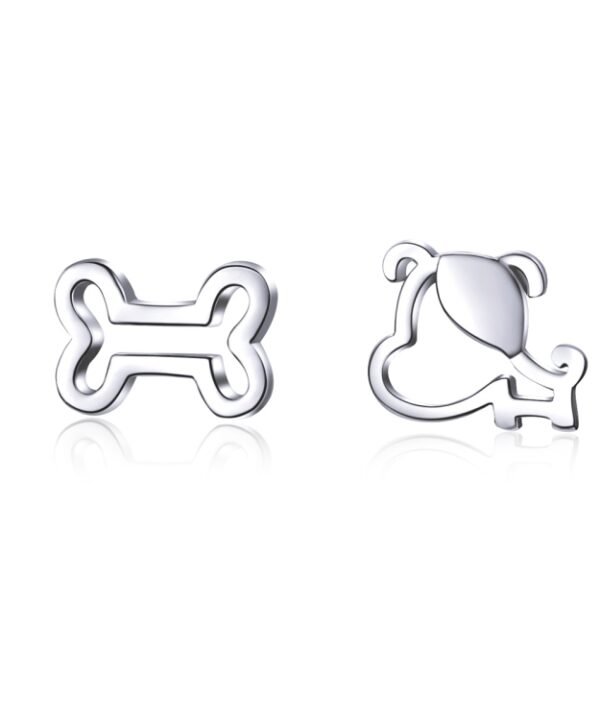 Sterling Silver Hollow Dog Bone Earrings Simple Jewelry