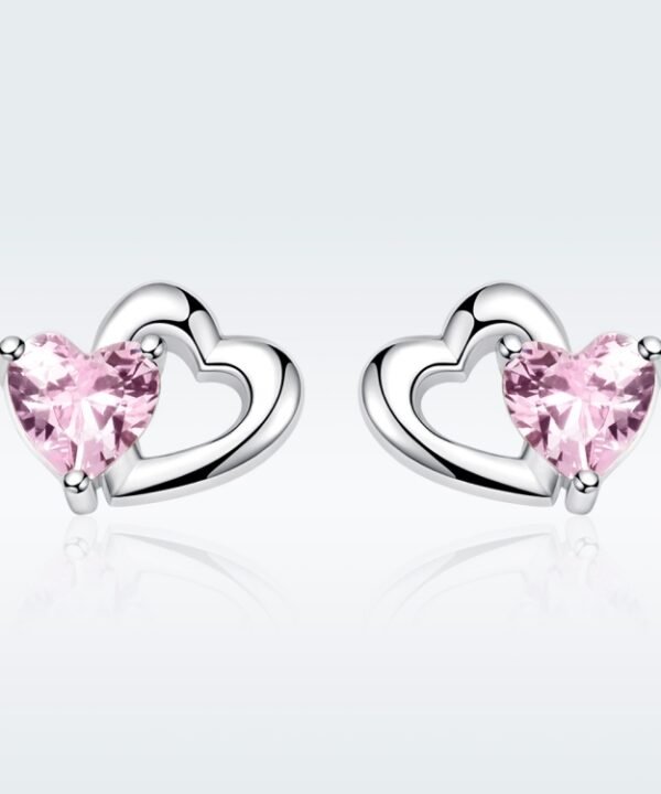 Heart-shaped S925 Sterling Silver Earrings with Gemstones