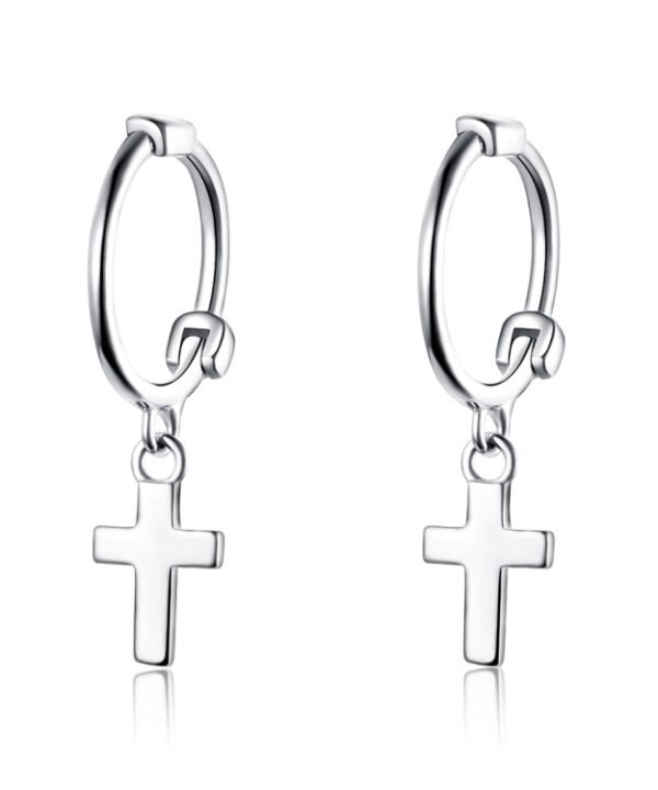 Cross Earrings S925 Sterling Silver Platinum-plated Earrings Men Women Simple Earrings