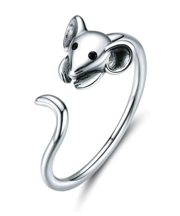 S925 Sterling Silver Open Ring New Year Zodiac Rat Ring