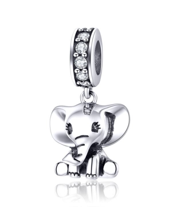 S925 Sterling Silver Animal Elephant Pendant DIY Bracelet Accessories