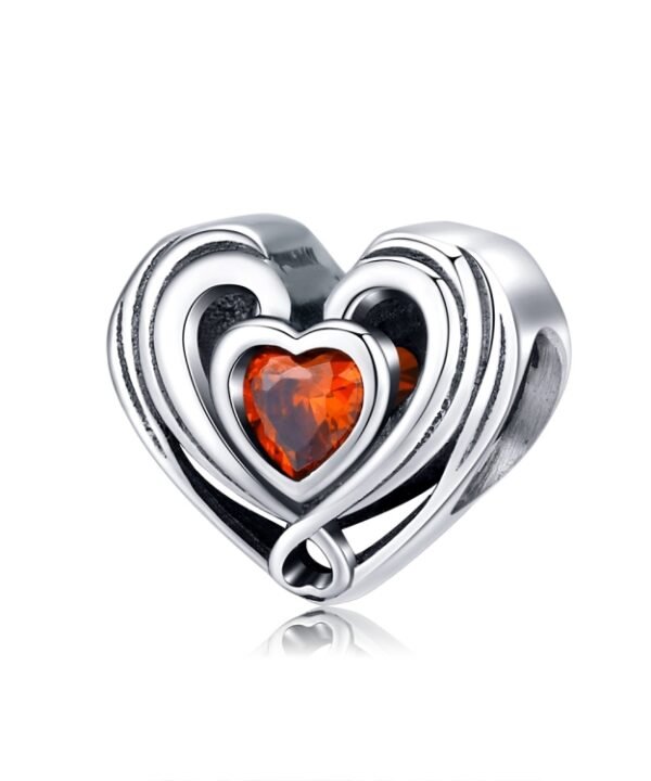 S925 Heart-shaped Sterling Silver Loose Beads DIY Bracelet Accessories