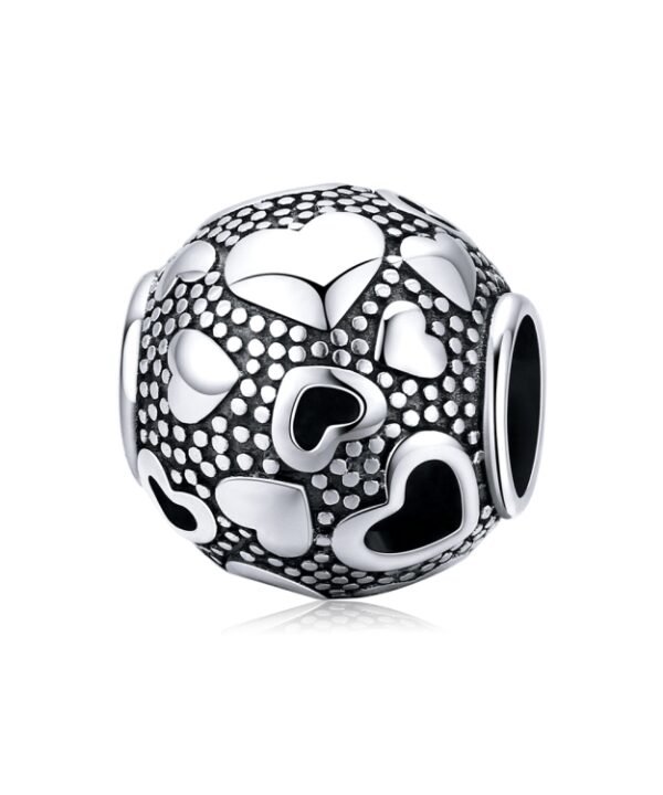 Vintage Love Beaded Sterling Silver S925 Round Beads DIY Bracelet Jewelry Accessories