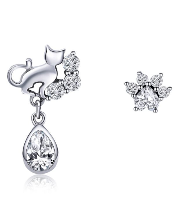 S925 Sterling Silver Cat Retro Earrings Female Earrings
