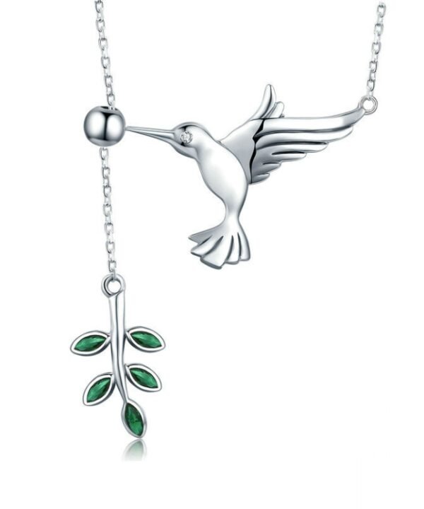 Hummingbird Greetings S925 Sterling Silver Necklace Zirconia Necklace