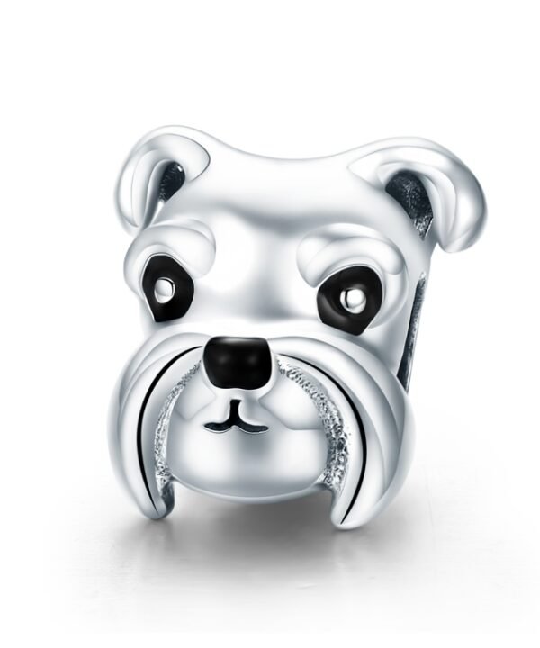S925 Sterling Silver Beads Cute Schnauzer Platinum Plated Accessories Pendant Loose Beads