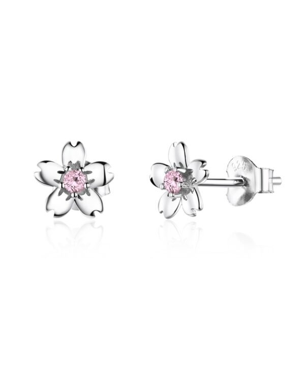 Sterling Silver Flower Earrings S925 Temperament Simple Zircon Earrings