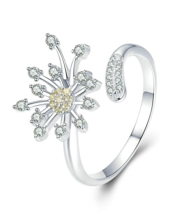 S925 Sterling Silver Ladies Ring Dandelion Love Diamond Ring