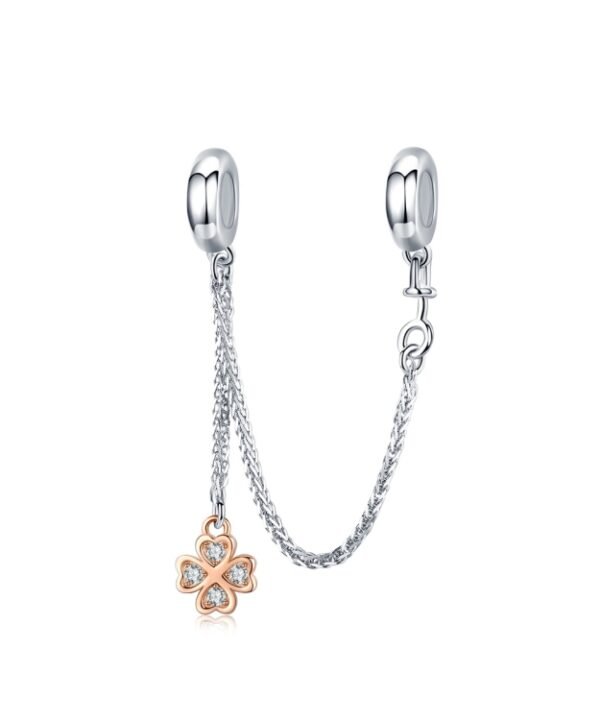 S925 Sterling Silver Platinum Plated Clover Safety Chain DIY Bracelet Accessories