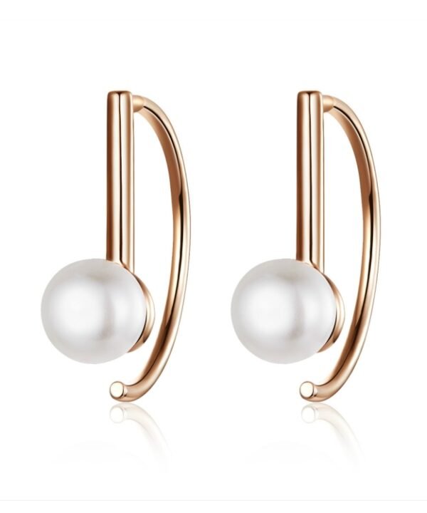 S925 Sterling Silver Shell Beads Simple Earrings, Rose Gold, White