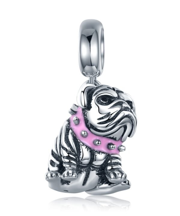 S925 Sterling Silver Beaded Bulldog Charm Accessory Bracelet Accessory