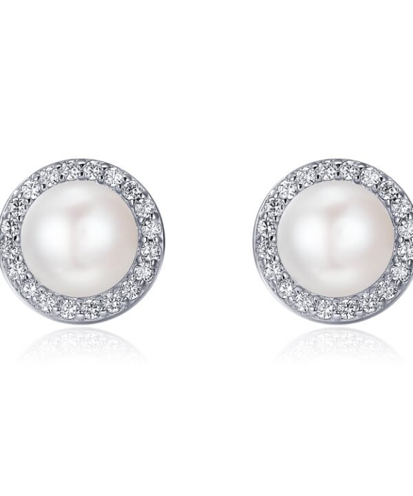 Simple Pearl Diamond Ladies Temperament Earrings S925 Sterling Silver Earrings