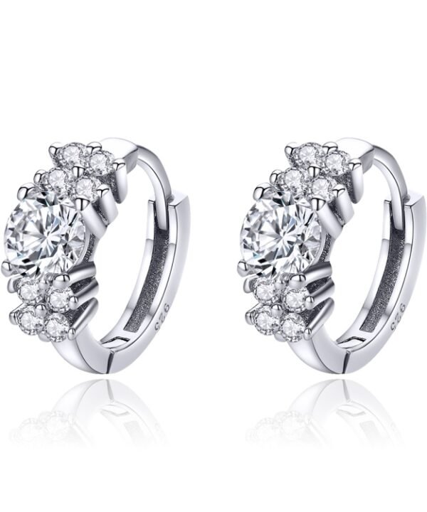 Sterling Silver Zircon Earrings Simple Temperament S925 Earrings, Silver, Rose Gold, Gold