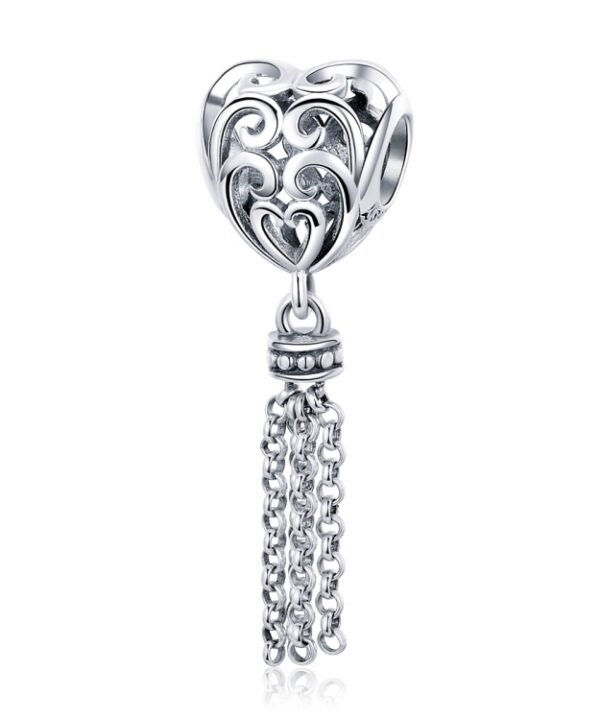 S925 Sterling Silver Love Heart-shaped Silver Beads