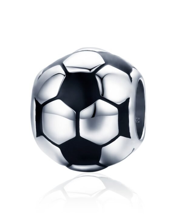 Football Love S925 Sterling Silver Platinum Plated Pendant Loose Beads
