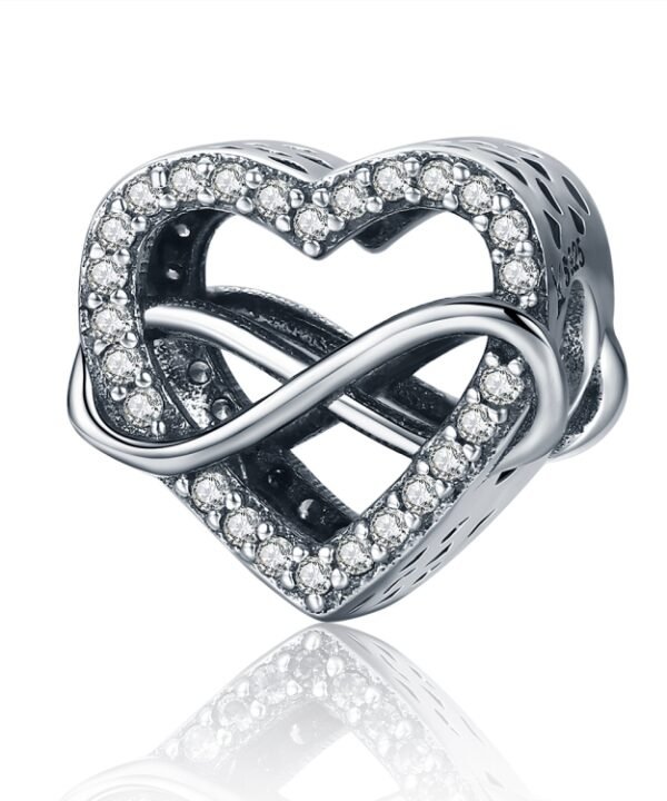 S925 Sterling Silver Heart-shaped Hollow Diamond Beads DIY Bracelet Accessories