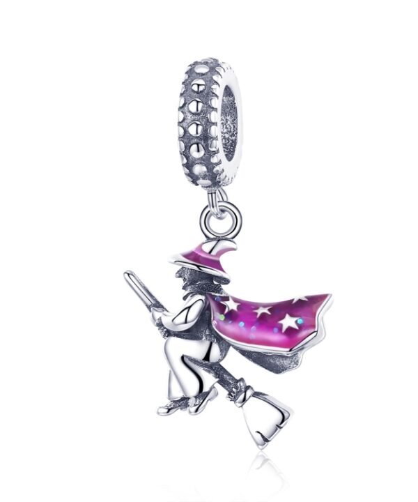 S925 Sterling Silver Magic Witch Broom Pendant Dripping Oil DIY Bracelet Accessories