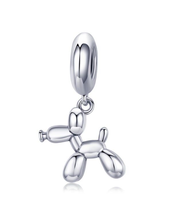 S925 Sterling Silver Cute Balloon Dog Charm DIY Bracelet Accessory, Bead, Bead+Chain