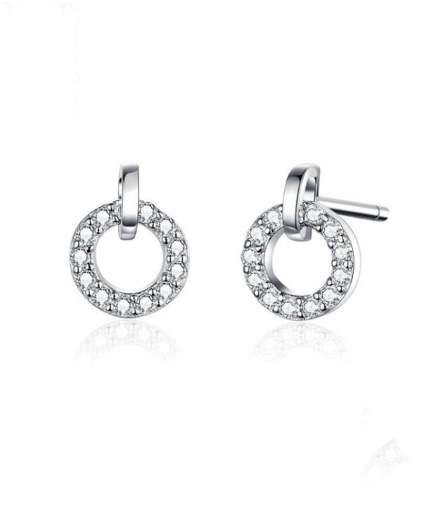 S925 Sterling Silver Small Circle Earrings Platinum Plated Zircon Silver Earrings