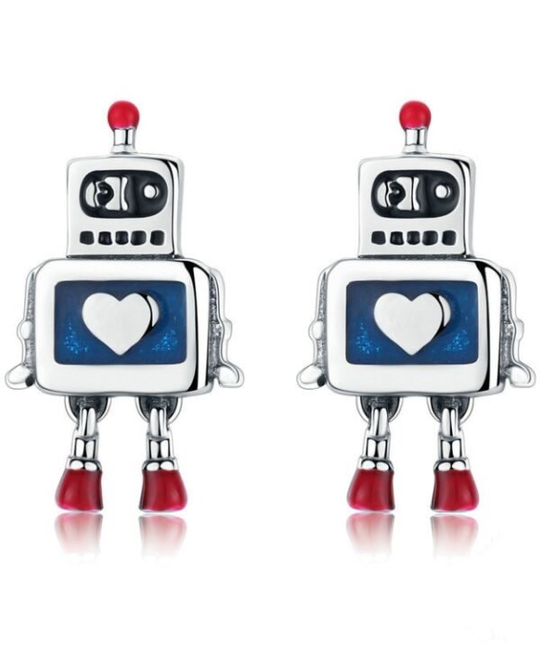 Robot S925 Sterling Silver Earrings Dripping Oil Hypoallergenic Earrings