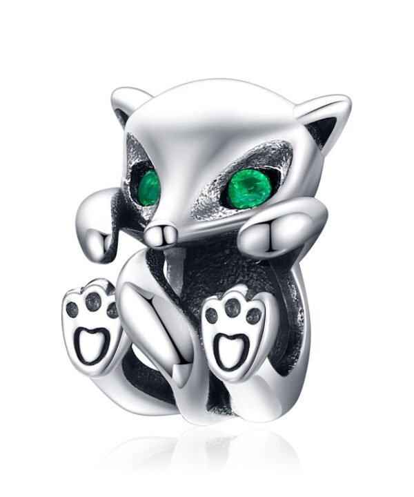 S925 Sterling Silver Little Fox Beads DIY Bracelet Accessories Charm Loose Beads