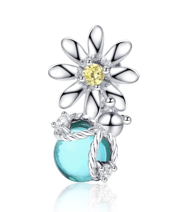 S925 Sterling Silver Daisy And Firefly Crystal Glass Loose Beads DIY Beaded Bracelet