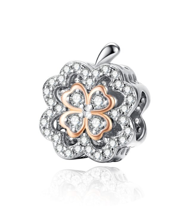 Four Leaf Clover Zircon Beaded S925 Sterling Silver DIY Bracelet Accessories
