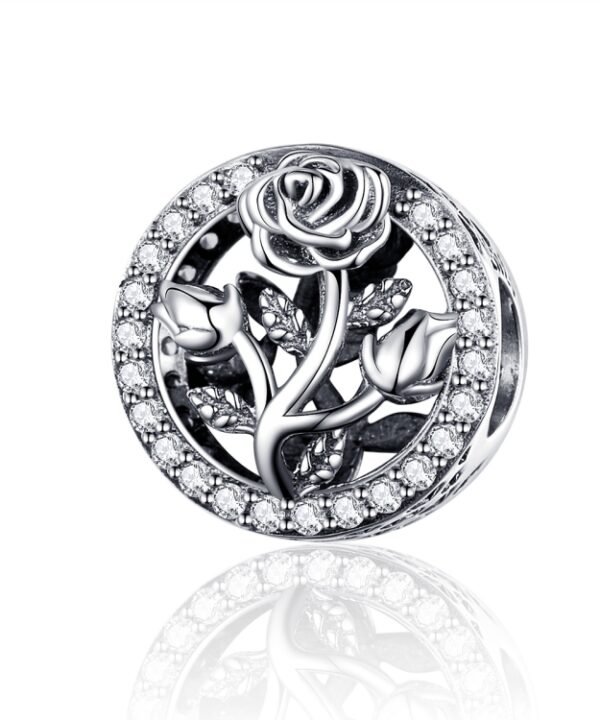 S925 Sterling Silver Rose Flower Beaded DIY Bracelet Accessories