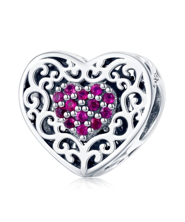 S925 Sterling Silver Heart-shaped Pattern Beads DIY Bracelet Accessories