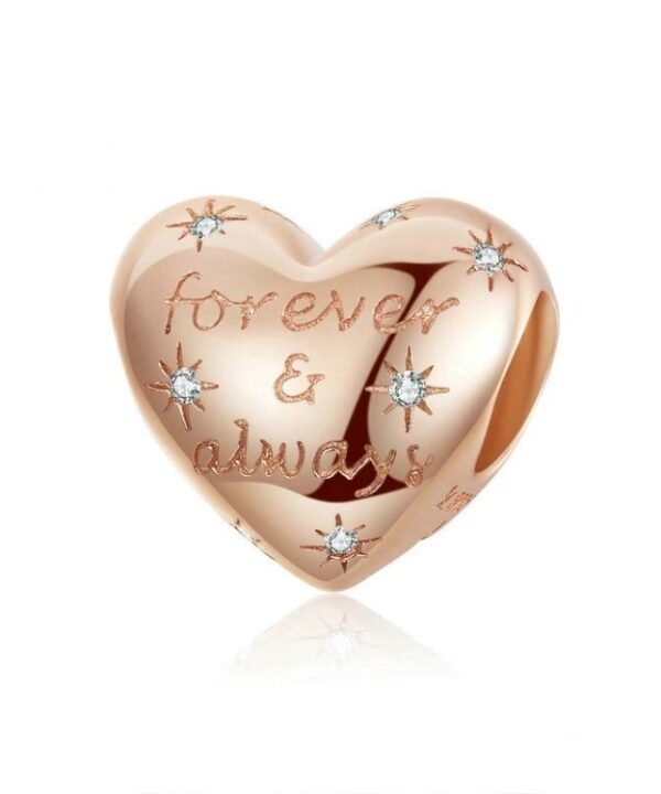 S925 Sterling Silver Golden Heart-shaped Loose Beads DIY Bracelet Accessories