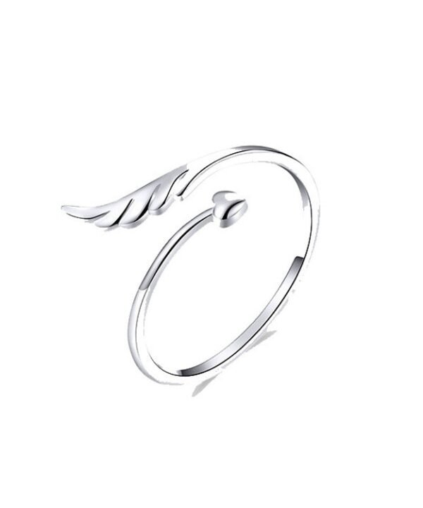 S925 Sterling Silver Angel Wings Open Ring White Gold Plated Open Ring