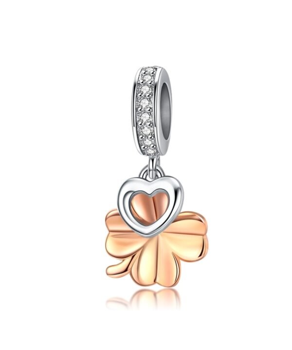 S925 Sterling Silver Golden Four-leaf Clover Pendant DIY Bracelet Loose Beads