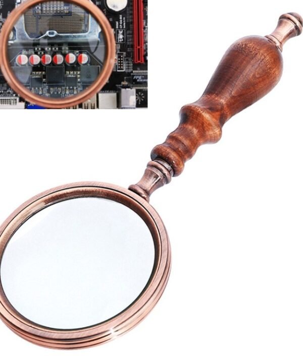10X Metal Wooden Handle Retro Reading Magnifier Handheld Ebony Gift Magnifier