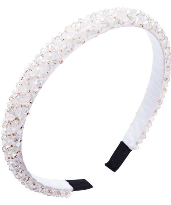 Handmade Fine-edged Fabric Headband Crystal Headband, White, Red, Black, Gray, Khaki