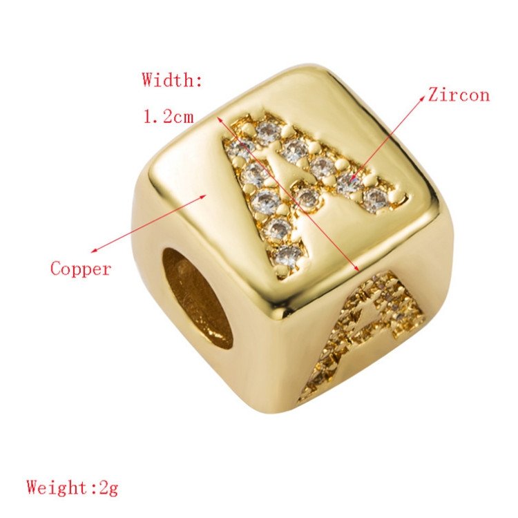 English Letter Beads Bracelet Brass Micro-inlaid Couple Red String Pull DIY Bracelet Jewelry, A, B, C, D, E, F, G, H, I, J, K, L, M, N, O, P, Q, R, S, T, U, V, W, X, Y, Z, Red Rope, Black Rope - Image 3