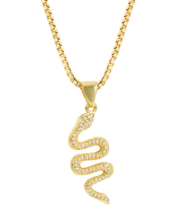 Creative Snake-shaped Pendant Necklace Personality Female Punk Style Inlaid Zircon Necklace
