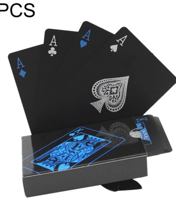 2 PCS Plastic PVC Poker Cards Waterproof Black Playing Cards Creative Gift Durable Poker, TBD0481158, TBD0481158R