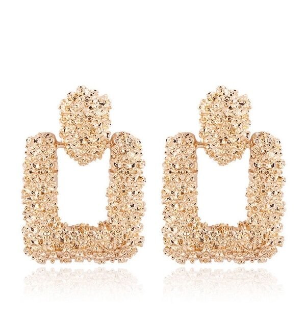 Vintage Earrings for Women Gold Color Geometric Statement Earring  Texture Metal Drop Earing Hanging Fashion Jewelry