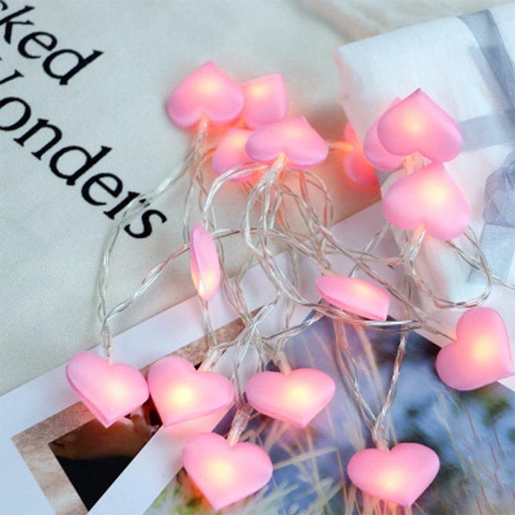 LED Fairy Lights Love Heart Lantern Navidad String Lights Holiday Lighting Bedroom Home Decoracion, 2m 16LEDs, 3m 20LEDs