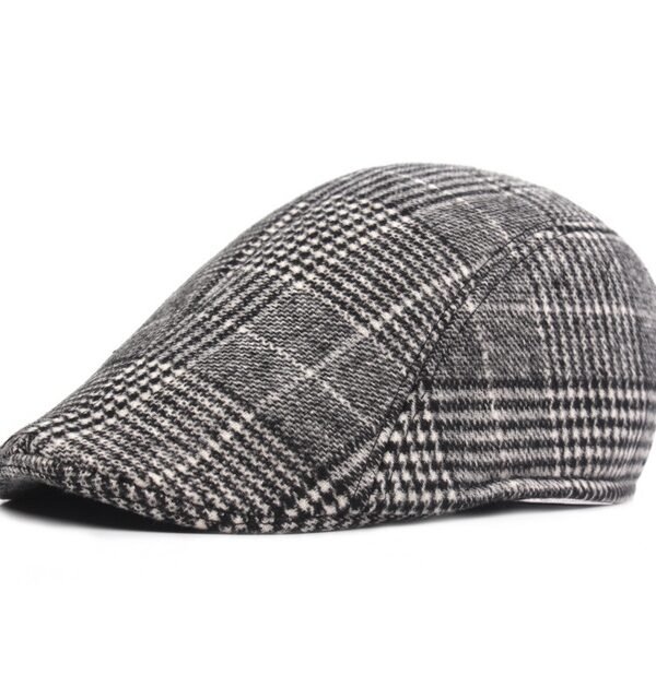 Thick Warm British Style Lattice Woolen Cap